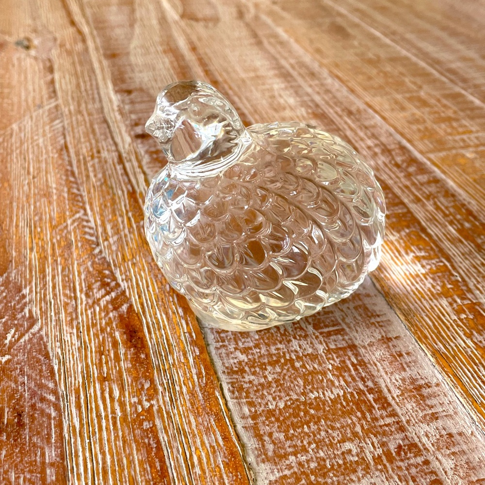 Vintage Val St Lambert Clear Art Glass Quail